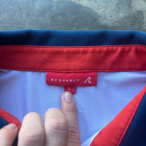 Redvanly Junian Golf Polo Shirt Mens L Admiral Blue Floral PurePoly Short Sleeve - Picture 4 of 14